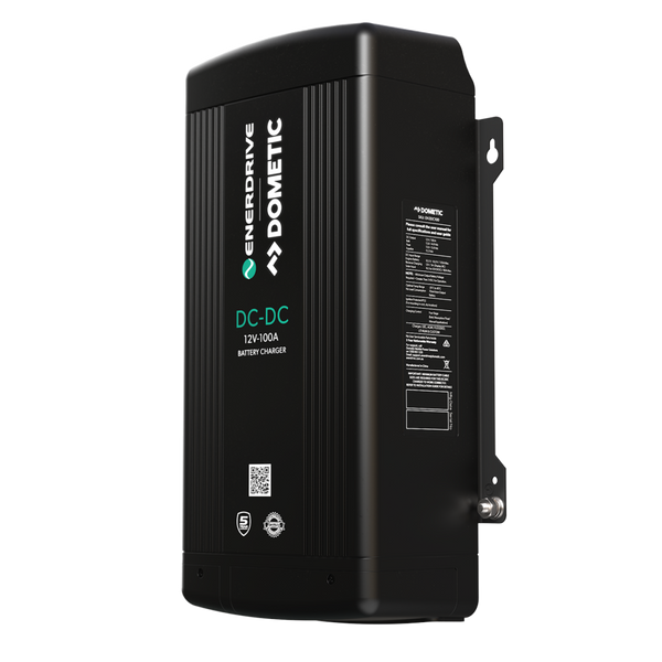 Technical specification label on the side of the Enerdrive charger