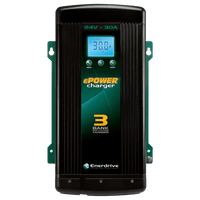 Front view of 24V 30A battery charger showing LCD display and control buttons