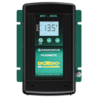 Front view of Enerdrive DC2DC charger with LCD screen and control buttons