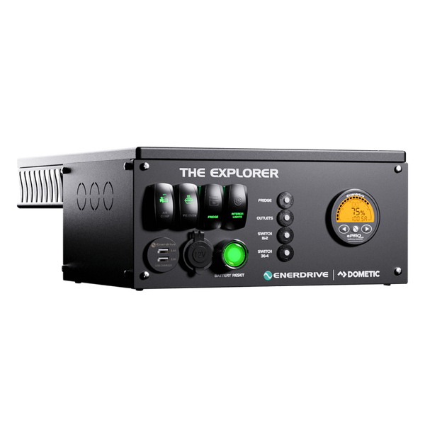 Black top-mount configuration of the Explorer canopy power system control panel