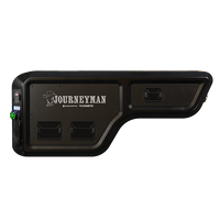Front view of the black textured Enerdrive Journeyman canopy power system enclosure