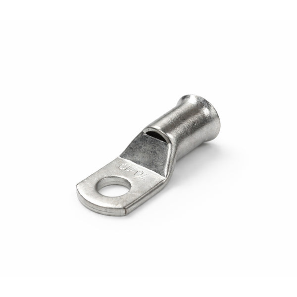 Tin-plated 70mm² copper lug with M10 hole and flared bellmouth entry