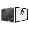 Front and rear perspective views of the 75W Fusion fixed solar panel side by side