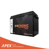 Exotronic Apex 12V 300Ah lithium deep cycle battery with black ABS case and side carry handles
