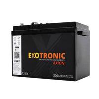 Angled front view of the Exotronic Axion 12.8V 300Ah Lithium LiFePO4 battery