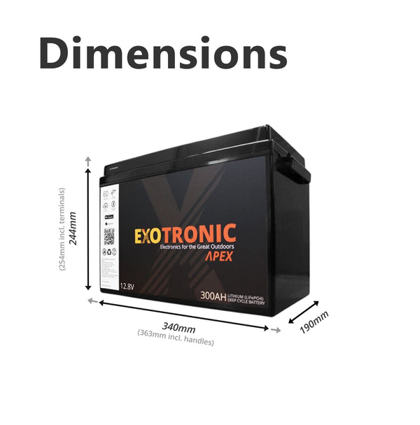 Exotronic 12V 300Ah Apex IP67 Smart Bluetooth Lithium Battery