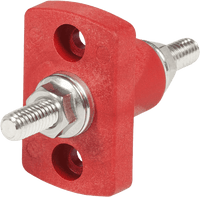 Red feed through connector with 5/16 inch tin-plated copper stud and mounting holes