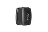Weatherproof dual USB charger with closed flip lid featuring a white USB icon