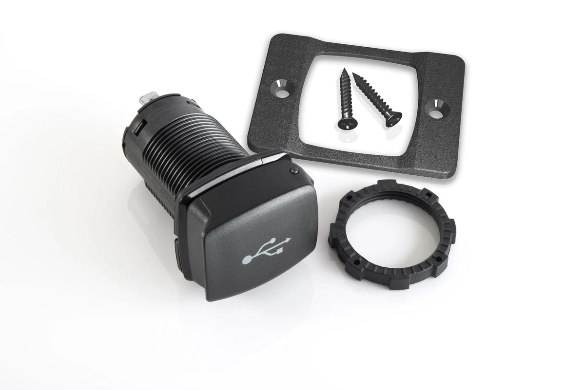 Scanstrut Flip Pro USB socket kit components including bezel, locking nut and screws