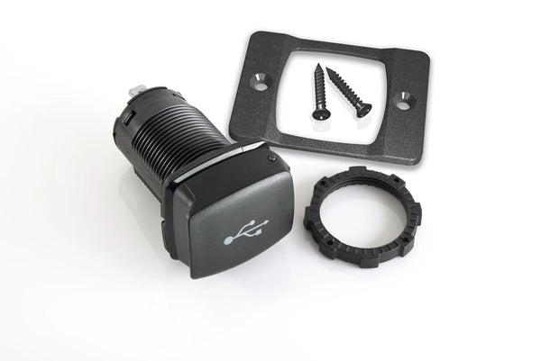 Scanstrut Flip Pro USB socket kit components including bezel, locking nut and screws