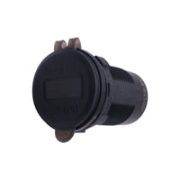 Closed translucent black dust cover on flush mount socket labeled Voltmeter and USB+PD