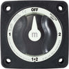 Close-up of switch dial showing position indicators and amperage ratings