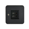 Front view of the black dual USB-C socket showing vertical port orientation