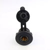 Front view of Exotronic Merit socket showing brass internal contacts and open protective cover