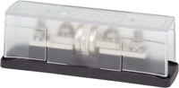 Class T fuse mounted in a Blue Sea fuse block with clear cover