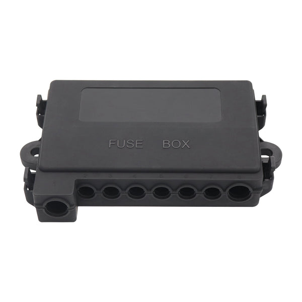 Rear view of fuse holder housing showing solid plastic back and mounting feet
