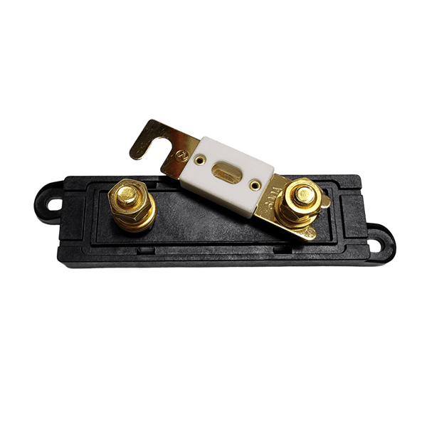 Demonstration of an ANL fuse being placed onto the threaded terminal stud of the base