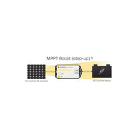 Diagram demonstrating MPPT boost step-up from 12V solar panel to 48V battery