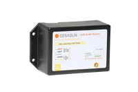 Front view of Genasun GVB-8-WP waterproof solar charge controller showing label and mounting flanges