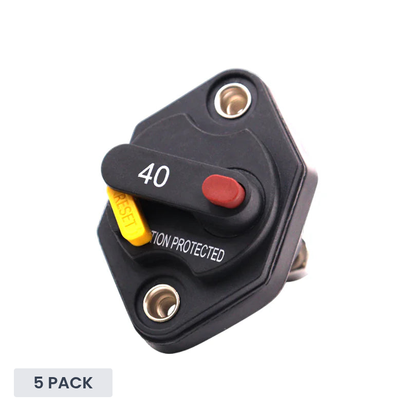 Exotronic 40A Mini Panel Mount Waterproof DC Circuit Breaker - 5 Pack