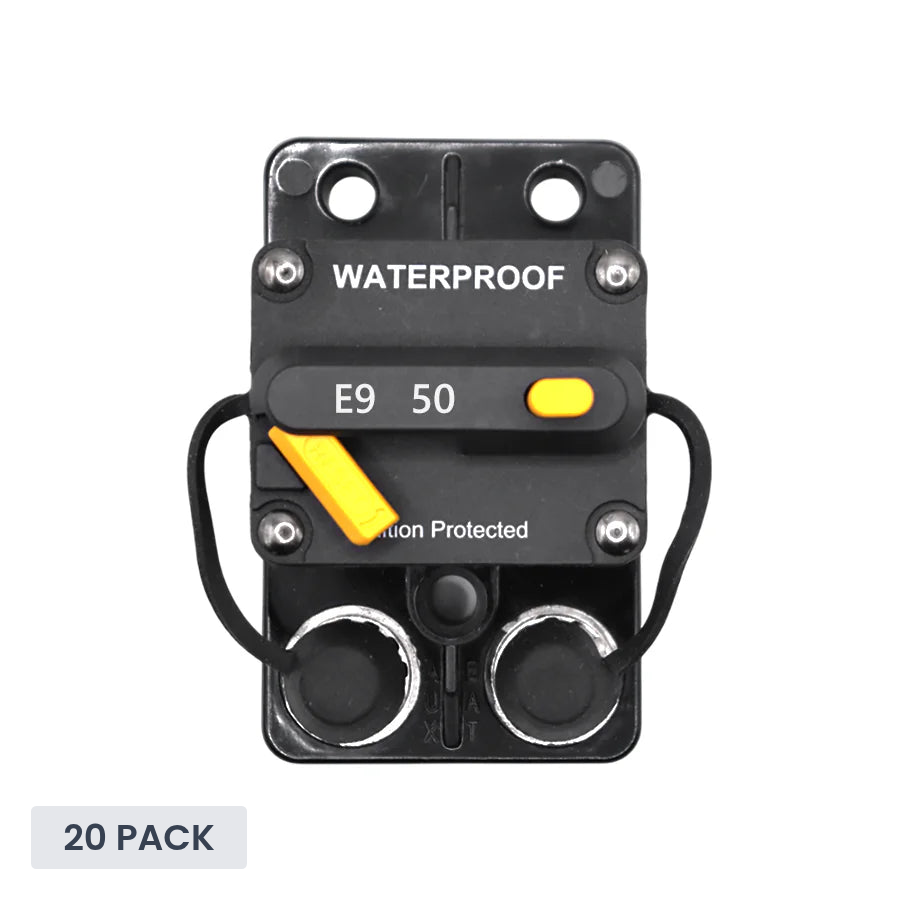 Exotronic 50A Surface Mount Waterproof DC Circuit Breaker - Side by Side - 20 Pack