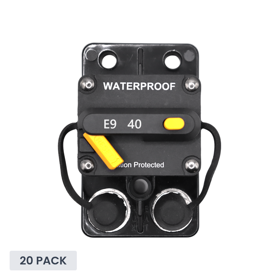 Exotronic 40A Surface Mount Waterproof DC Circuit Breaker - Side by Side - 20 Pack