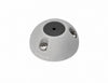 Assembled grey vertical cable seal showing the central rubber bung and mounting screws