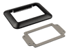 Side view of the black plastic bezel and silver metal mounting bracket