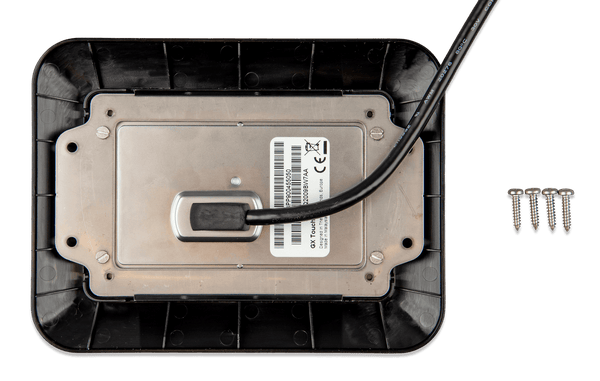 Rear view of display assembly showing mounting plate and four included screws