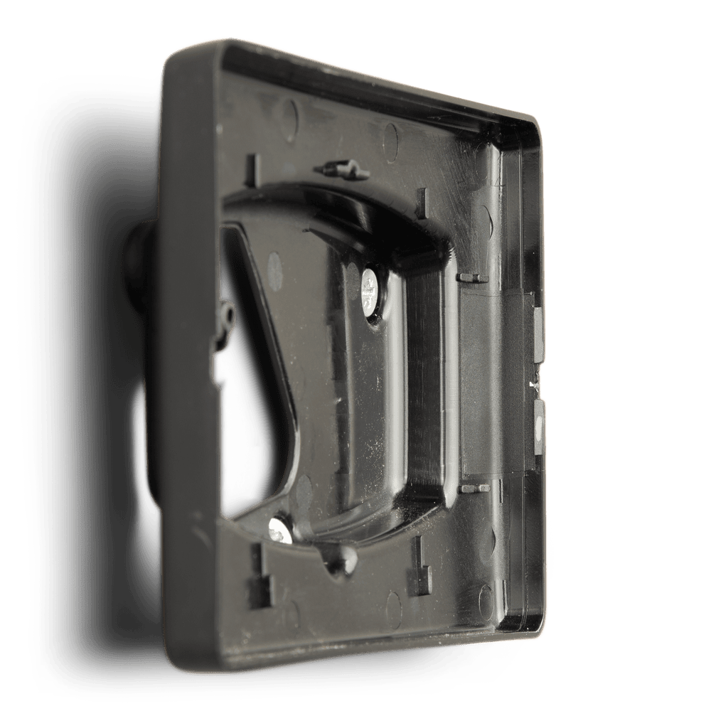 Side profile of the wall mount showing the depth of the enclosure
