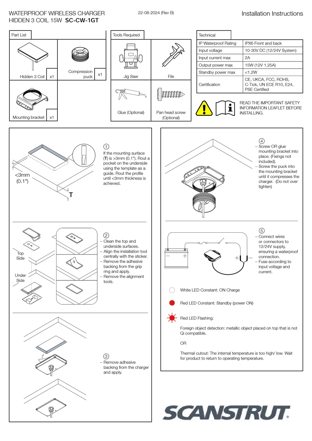 Installation manual diagrams showing sub-surface routing and bracket mounting steps