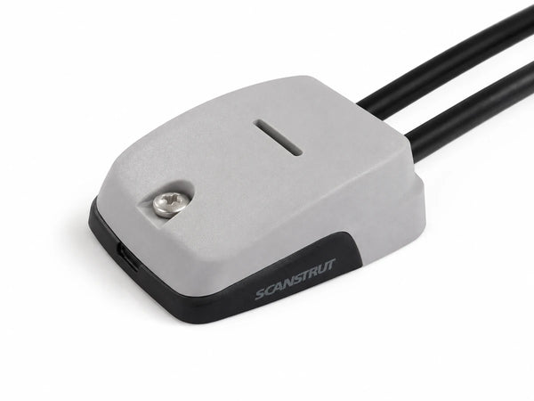 Installed view of Scanstrut grey horizontal cable seal with two cables