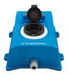 Close-up of the open charging socket showing the Type 2 pin configuration for electric vehicles