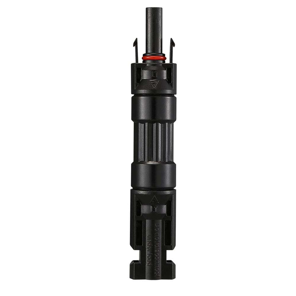 Top-down view of 15A inline blocking diode connector showing locking tabs and waterproof seal