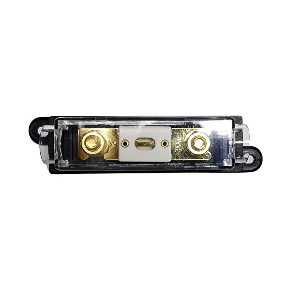 Top-down technical view of an installed 300A ANL fuse within the holder