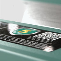 Close-up of the IP67 waterproof rating and 5-year warranty seal
