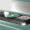Close-up of the IP67 waterproof rating and 5-year warranty seal