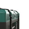 Side angle of textured green IP67 waterproof battery housing and strap