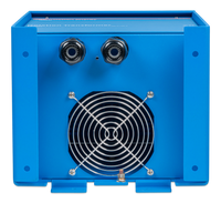 Underside view of isolation transformer showing cooling fan and dual cable glands