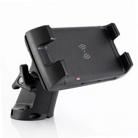 Adjustable phone charger mount rotated to landscape orientation for wide viewing