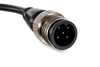 Close-up of 5-pin M12 NMEA2000 connector with gold-plated pins and metal locking nut