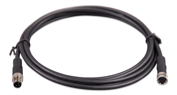 Close-up detail of M8 3-pole male and female circular connector ends