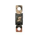Top-down view of 125A Mega fuse with black housing and clear window