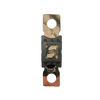 Top-down view of 125A Mega fuse with black housing and clear window