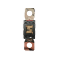 Top-down view of 200A Mega fuse with black housing and clear window