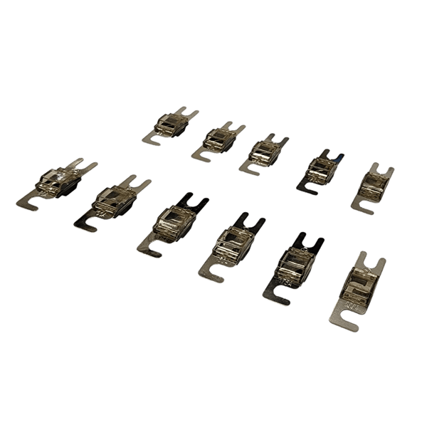 Group display of Exotronic Midi fuses ranging from 23A to 200A ratings