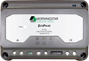Front view of 10A PWM solar charge controller showing status LEDs, wiring terminals and configuration switches