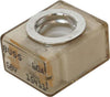 Angled view of 60A MRBF terminal fuse showing clear housing and 58V rating stamp