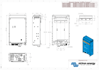 Technical dimensional drawing of the MultiPlus Compact enclosure in millimetres for installation planning