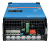 Bottom view of MultiPlus-II showing AC terminals, communication ports and battery bolts